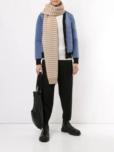 Fumito Ganryu Striped Tube Scarf In Neutrals