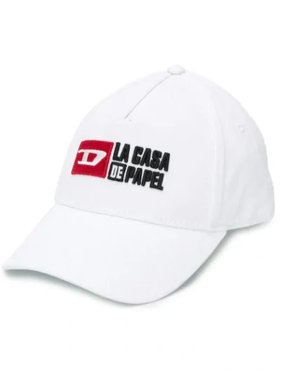 Shop Diesel Logo Baseball Cap In 100 White