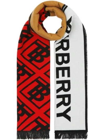 Shop Burberry Contrast Logo Graphic Scarf In Brown