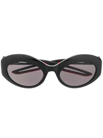 Shop Balenciaga Hybrid Oval-frame Sunglasses In Black