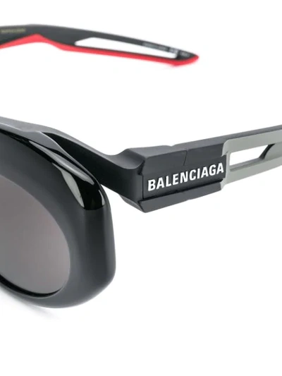 Shop Balenciaga Hybrid Oval-frame Sunglasses In Black