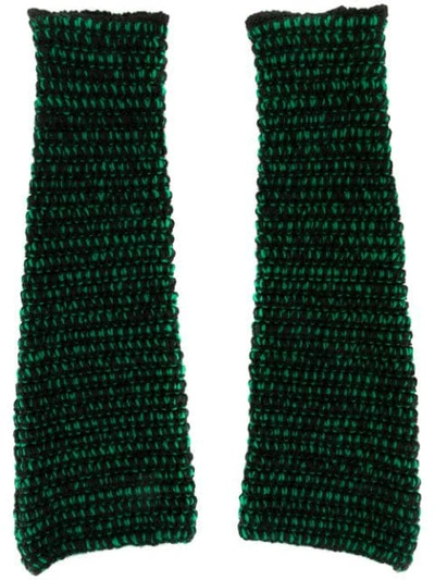 Shop Namacheko Knitted Arm Warmers In Green ,black