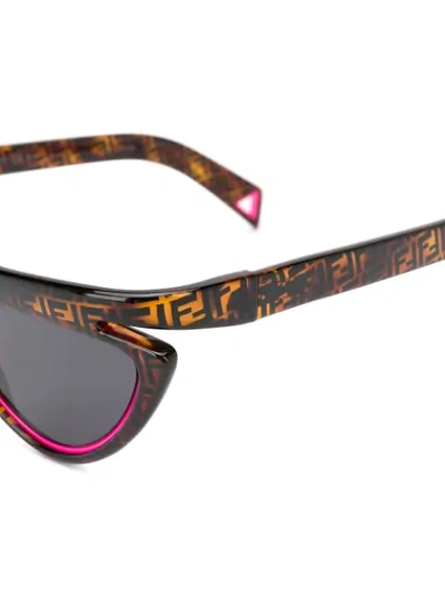 Shop Fendi Ffluo Cat-eye Frame Sunglasses In Brown