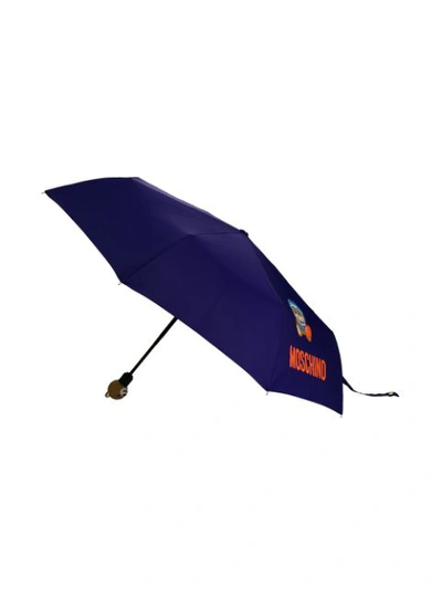 Shop Moschino Football-themed Teddy Motif Umbrella In Purple