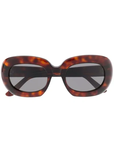 Shop Celine Eyewear Unisex Round Frame Sunglasses - Brown