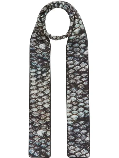 Shop Burberry Fish-scale And Sea Print Skinny Scarf In Black