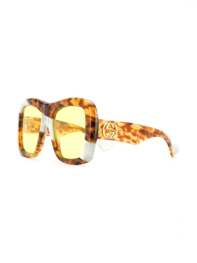 Shop Gucci Oversized Square Sunglasses In Brown