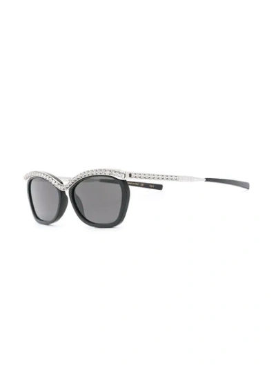 Shop Gucci Crystal Embellished Sunglasses In Silver