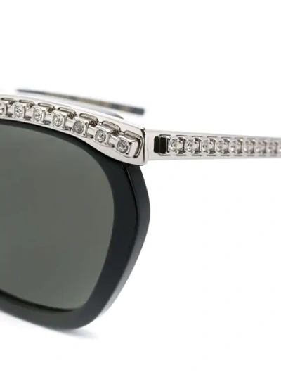 Shop Gucci Crystal Embellished Sunglasses In Silver