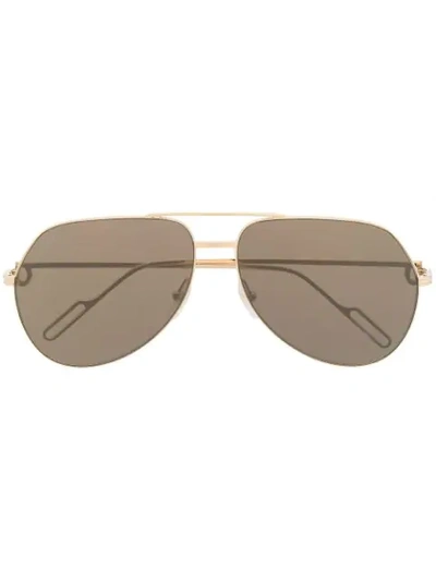 Shop Cartier Ct0110s Pilot Frame Sunglasses In Gold