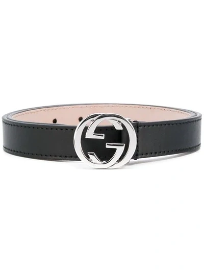 Shop Gucci Logo Buckle Belt In Black