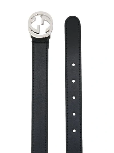 Shop Gucci Logo Buckle Belt In Black