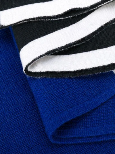 Balmain Intarsia Logo Knit Scarf In Blue