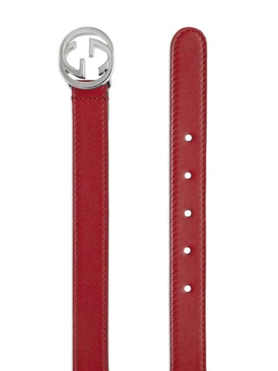 Shop Gucci Logo Buckle Belt In Red