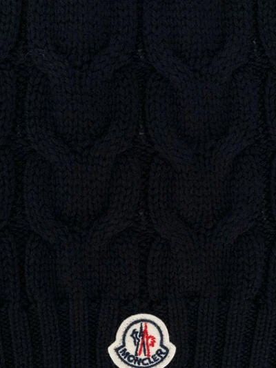 Shop Moncler Cable Knit Scarf In Blue
