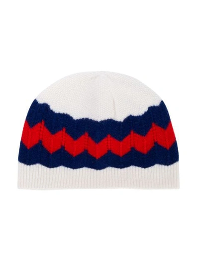 Shop Gucci Zigzag Web Beanie In Neutrals