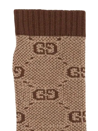 Shop Gucci Gg Wool Gloves In Brown