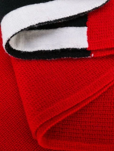 Balmain Intarsia Logo Knit Scarf In Red