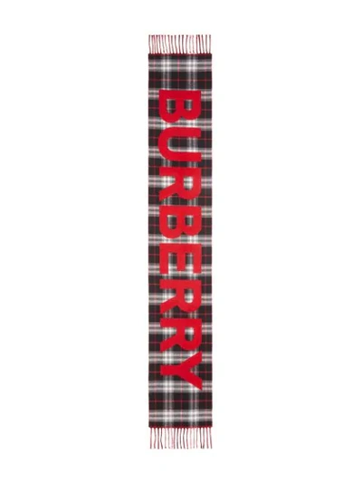 Shop Burberry Vintage Check Logo Scarf In Red