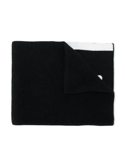 Shop Balmain Logo Intarsia Knit Scarf In Black