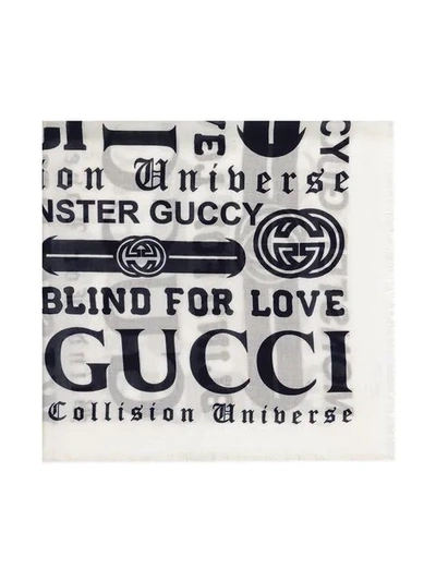 Shop Gucci Children's  Logomania Print Shawl In White ,black