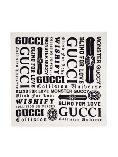 Shop Gucci Children's  Logomania Print Shawl In White ,black