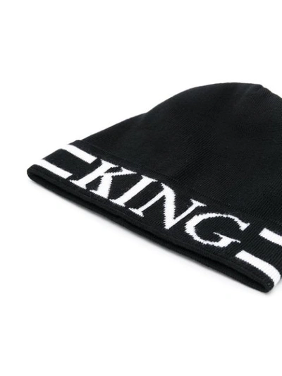 Shop Dolce & Gabbana Dg Knitted Beanie In Black