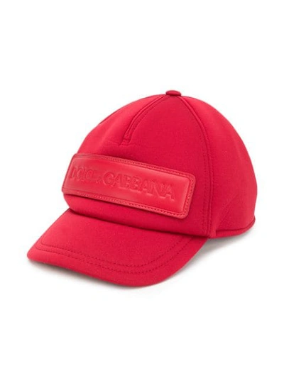 Shop Dolce & Gabbana Logo Patch Baseball Cap In Red