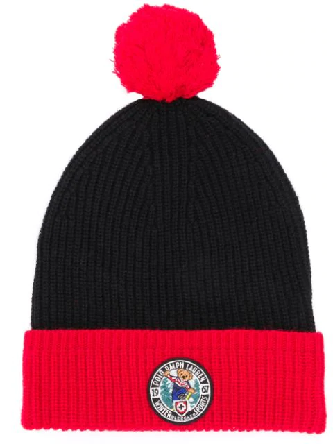 black wool bobble hat