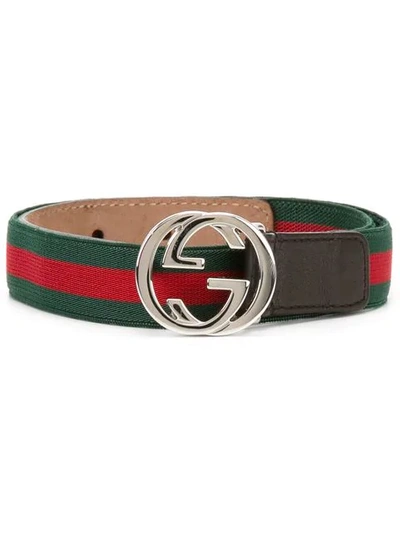 Shop Gucci Web Gg Buckle Belt In Multicolour