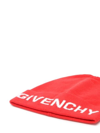 Shop Givenchy Logo Knit Beanie In Red