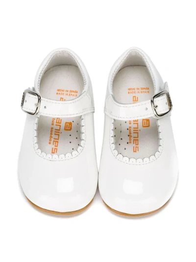 Shop Andanines Shoes Scalloped Detail Ballerinas In White