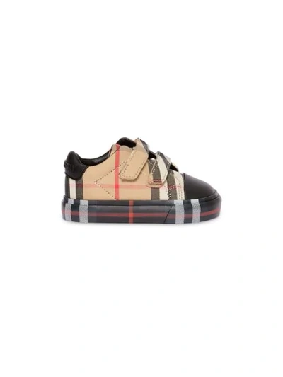 Shop Burberry Vintage Check Cotton Sneakers In Neutrals