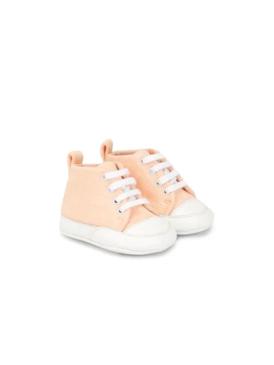 Shop Fendi Lace-up High-top Sneakers In Orange