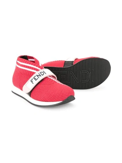 Shop Fendi Low Sock Sneakers In Red