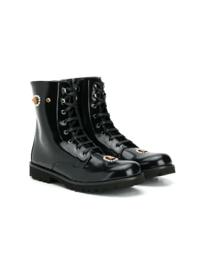 Shop Dolce & Gabbana Teen Embellished Ankle Boots In Black