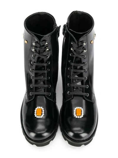 Shop Dolce & Gabbana Teen Embellished Ankle Boots In Black