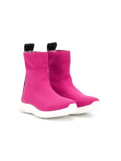 Shop Roberto Cavalli Junior Sock-style Boots In Pink