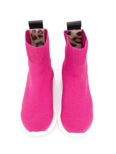 Shop Roberto Cavalli Junior Sock-style Boots In Pink