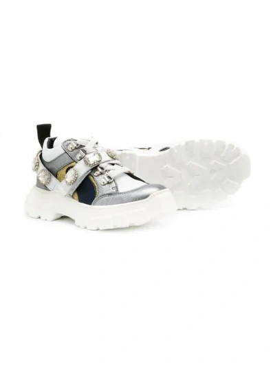Shop Andrea Montelpare Teen Embellished Low Top Sneakers In White