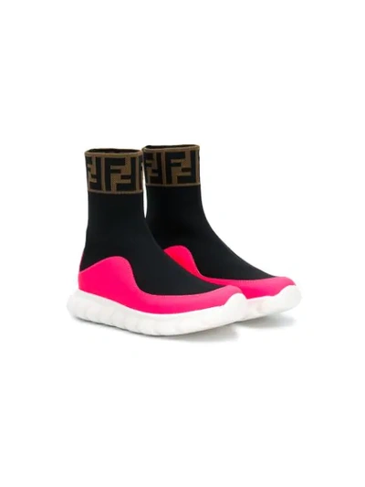 Shop Fendi Slip-on Sock-style Sneakers In Black