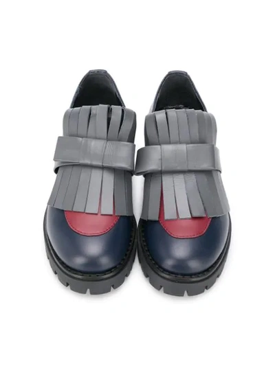 Shop Marni Teen Fringed Loafers In Blue
