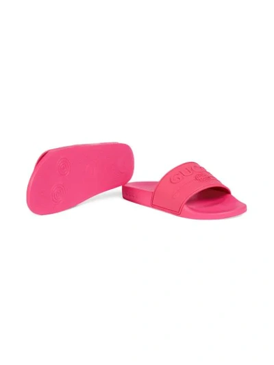 Shop Gucci Children's  Logo Rubber Slide Sandal In Pink