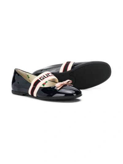 Shop Gucci Logo Tape Ballerina Shoes In Blue