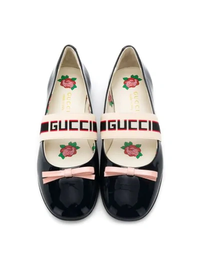 Shop Gucci Logo Tape Ballerina Shoes In Blue