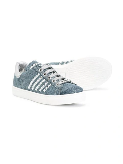 Shop Am66 Denim Studded Sneakers In Blue