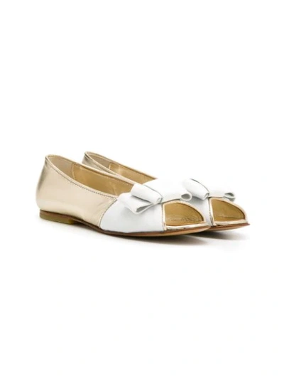 Shop Lanvin Enfant Laminated Ballerinas In Gold