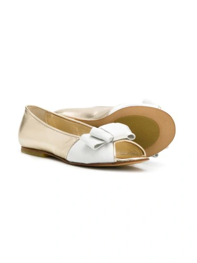 Shop Lanvin Enfant Laminated Ballerinas In Gold