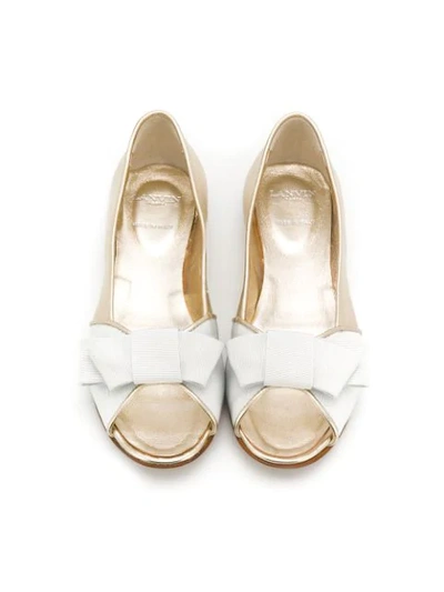 Shop Lanvin Enfant Laminated Ballerinas In Gold