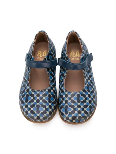 Shop Pèpè Geometric Print Ballerina Shoes In Blue